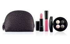 MAC 4pc Keepsakes Lip Eye Set SILVER , Eyeshadow Quad, Lipstick, Lipgloss, Bag