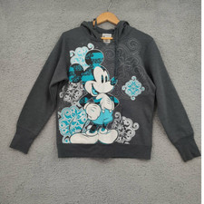 Disney Sweatershirt Women Large Gray Mickey Mouse Pullover Hoodie Park Authentic