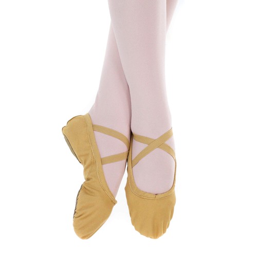 Baiwu Girl's Canvas Split Sole Dance Slipper Ballet Shoes - Picture 3 of 8