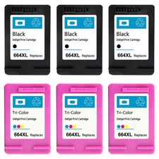 6PK Compatible For HP 664XL BlackColor Ink Cartridge Show Ink Deskjet 1115 3636