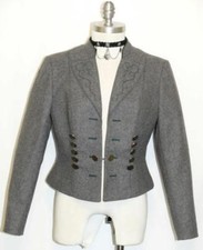 GRAY BOILED WOOL JACKET Coat Fitted German Hunt Equestrian Dirndl Short 10 M B40