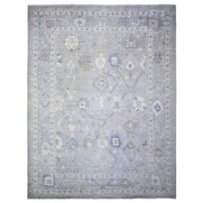 12' x 15'6" Gray Hand Knotted Afghan Angora Oushak Wool Oversized Rug R73447