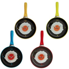 40CM FRYING EGG PAN WALL CLOCK NOVELTY STYLISH HOME RETRO COOKING QUARTZ HANGING