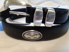 Men's Black Leather Belt with Florida Atlantic State University Conchos 30 R+