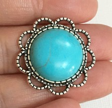5 antique silver with Turquoise flower connector, antique silver connectors