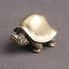 Antique Copper Turtle Miniature Figurine Ornament Vintage Animal Tea Pet Craft