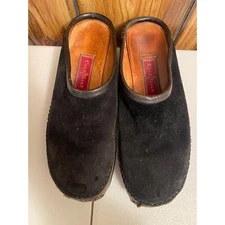 Cole Haan leather slip on mule style shoes vintage 6.5 womens black clog suede
