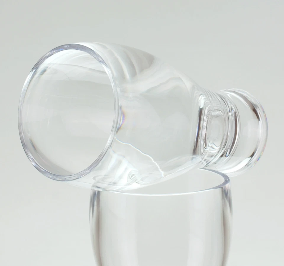 QG 14 oz Clear Acrylic Plastic Thick Wall Round Base Beer Glass Tumbler Set of 6 - Image 3 of 4