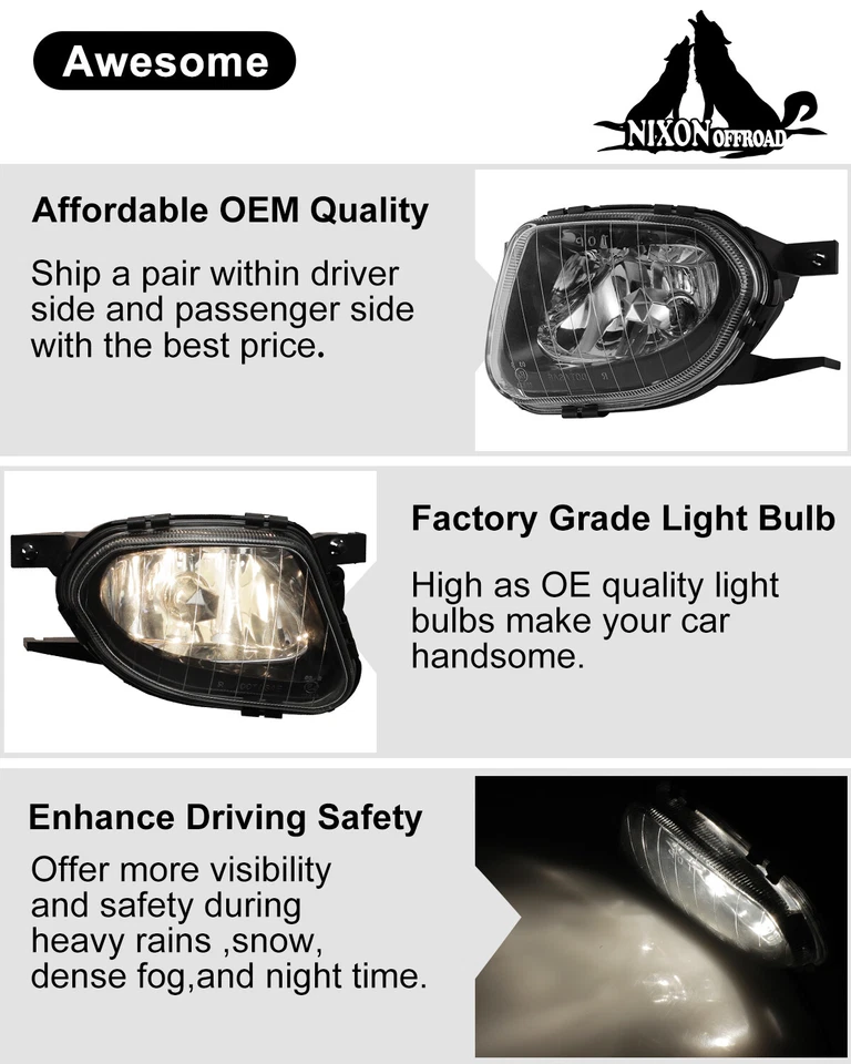 Fog Light for 2003 2004 2005 2006 Mercedes Benz E320 E500 Driving Bumper Lamps - Image 2 of 4