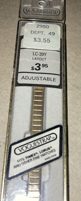 NOS Vintage Vogue strap GOLD TONE 5.75 inches Flexible WATCH BAND LC-39Y