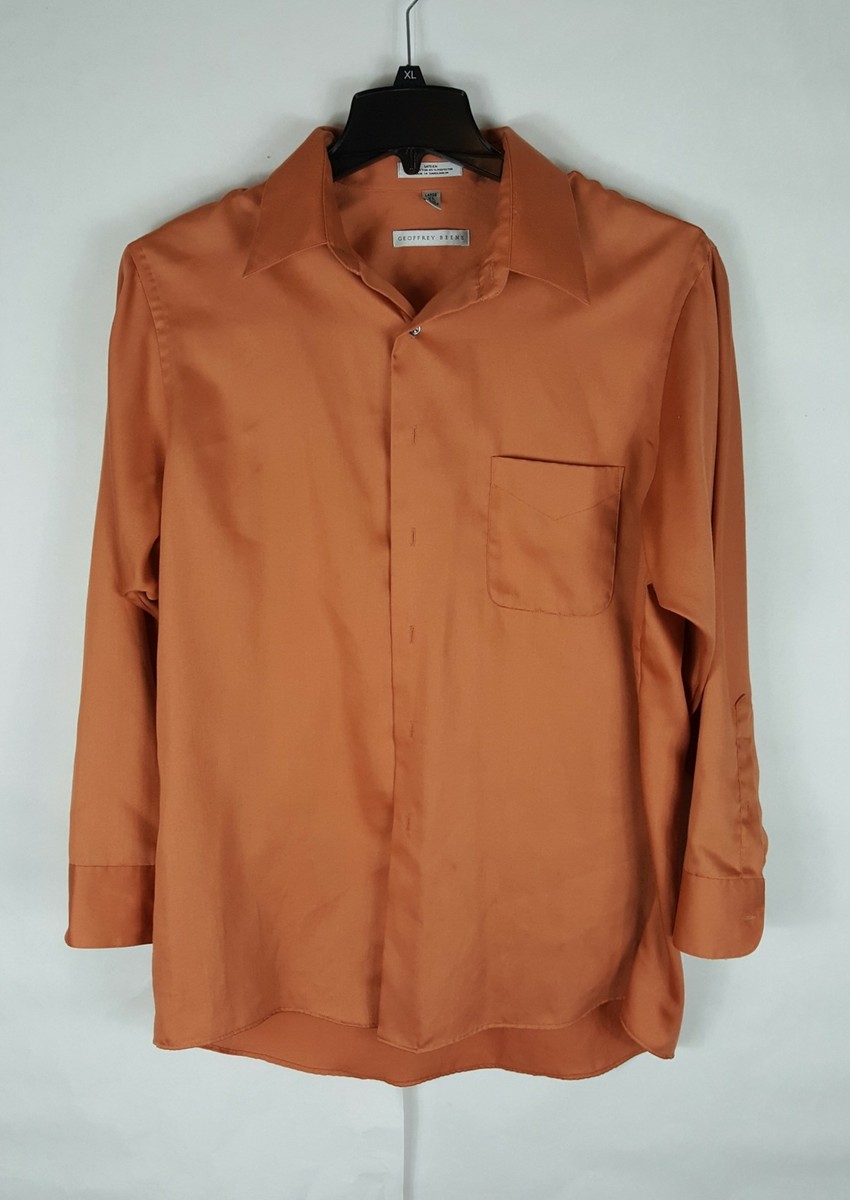 Geoffrey Beene Sateen Mens Dress Fitted Shirt Large Wrinkle Free Button Up  Polo | eBay