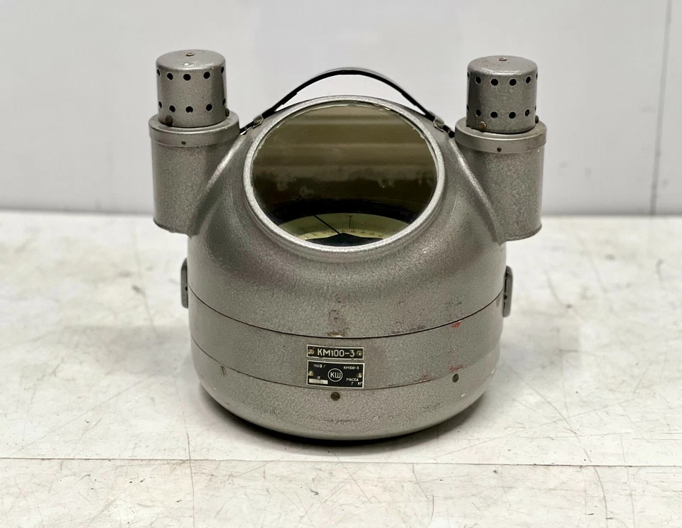 Brújula náutica de aluminio vintage de salvamento de barco auténtico KM 100-3 marítimo Foto 4 de 4