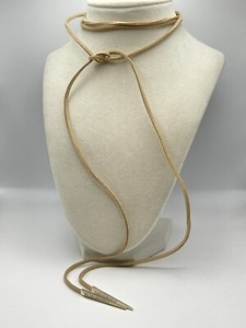 Authentic Kendra Scott Pierce Choker Lariat Necklace In Tan Suede Gold Plated