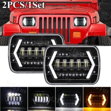 1Pair 5x7 7x6 inch LED Headlight Hi/Lo Beam Halo DRL for Nissan Pickup Hardbody