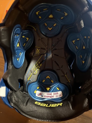 Game Used Colorado Avalanche 2022-23 Playoff Helmet Denis Malgin With Holo - Picture 6 of 6