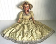 Vintage 25" BOUDOIR BED DOLL Composition All Original Clothes Eyelashes