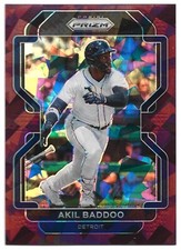 2022 Panini Prizm #121 Akil Baddoo /25 Burgundy Cracked Ice Prizm Tier II Tigers
