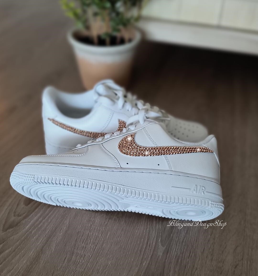 Womens Nike Air Force Low Sneakers Customized with Swarovski Crystals  Custom - Main Image
