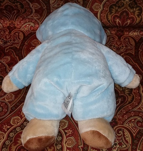 2012 TY PLUFFIES Plush 12" BLUE LOVE BABY BEAR Lovey Sewn Eyes Non- Removable Z - Picture 3 of 4