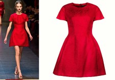 DOLCE & GABBANA ~ RED Jacard GOUTURE 2014 Floral Dress ~ S ; 40 - 3600$