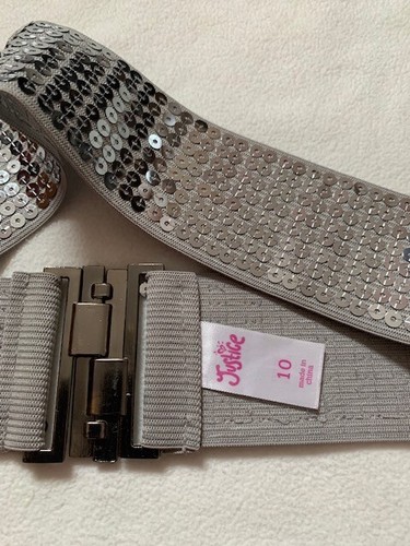 GUC Justice Girls Silver Gray Accessories Sequins Belt Size 10 - Picture 5 of 7