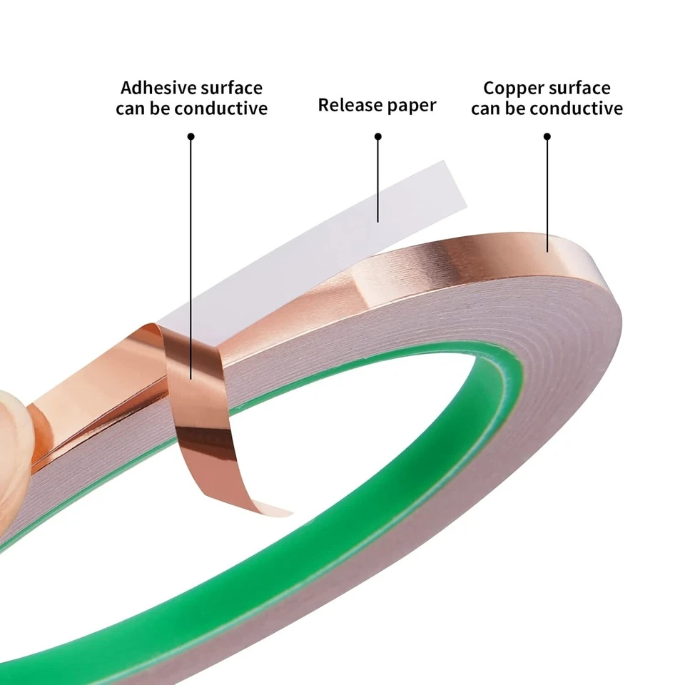 2PCS Copper Tape with Dual Side Conductive Copper Foil Tape Strong 1/4inch - Image 2 of 4