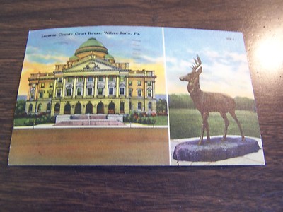 VINTAGE - LUZERNE COUNTY COURTHOUSE #2  - WILKES-BARRE  PA  POST CARD Vg USED