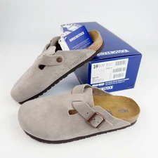 Birkenstock Boston Taupe Soft Footbed Suede Leather Women's and Men's shoes
