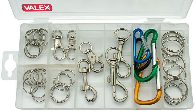 PORTACHIAVI PORTACHIAVE serie 40 pezzi anelli moschettoni 1950119 VALEX