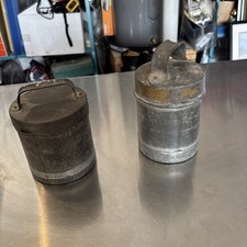 5" & 4” Antique Lidded Tin With Handle