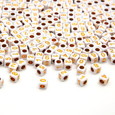 1000 Pcs Square Number Beads 6X6Mm White Acrylic for Jewelry Making