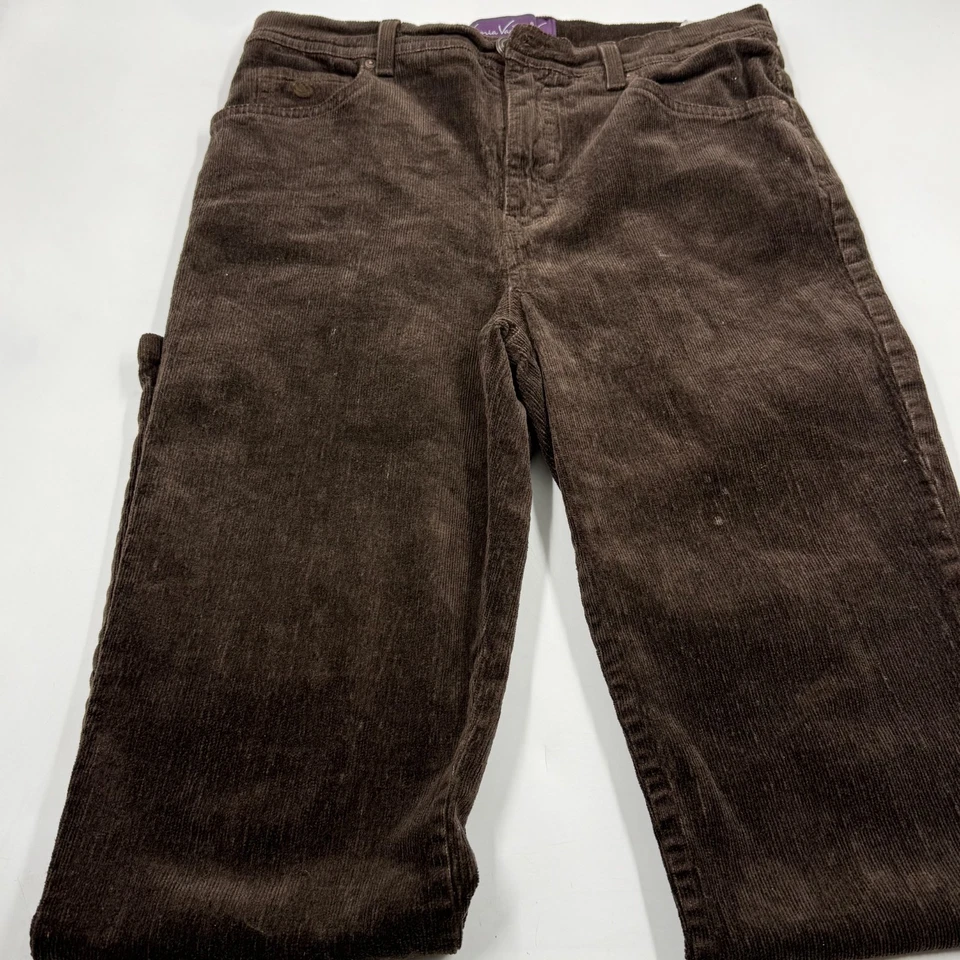 Calça de veludo feminina Gloria Vanderbilt tamanho 10 marrom mistura de algodão perna reta - Imagem 2 de 4