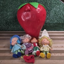 Vintage Lot 1980 Strawberry Shortcake American Greetings 4 Doll Lot Carry Case