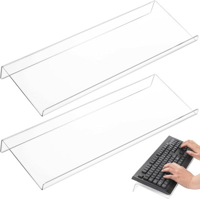 2 Pack Tilted Computer Keyboard Stand, Clear Acrylic Keyboard Tray
