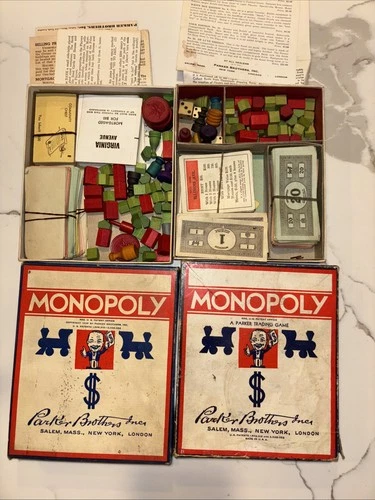 2 Vintage 1930's Parker Bros Monopoly Game .. ( No Board )