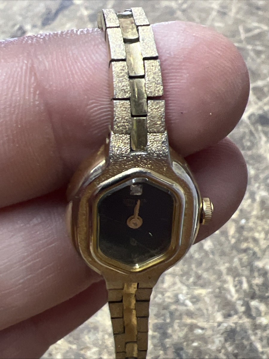 Citizen 3220-S15583 SMW Women's Gold Time Quartz Diamond Black
