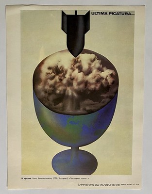 Vintage UdSSR Rumänien Atom-/Atombombe Kalter Krieg coole Kunst moderne Geschichte Poster