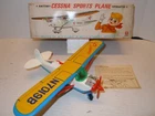 RARE 1960's BANDAI BATTERY OPERATED TIN & PLASTIC CESSNA PLANE  & BOX WORKING