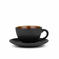 Bitz Tasse Mit Untertasse 24 Cl Steinzeug Schwarz Amber Serie 821341 F H Group