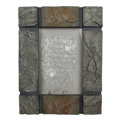 Pier 1 Slate Stone Picture Frame 4x6'' Grey Brown Heavy Rustic Natural Rock Decor