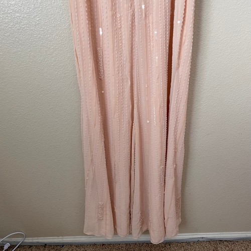 Mac Duggal Dress Womens Size 6 Pink High Neck Flutter Sleeve Embellished Gown - Picture 8 of 13