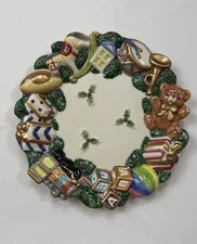 Vintage Fitz And Floyd Holiday Toyland Canape Plate