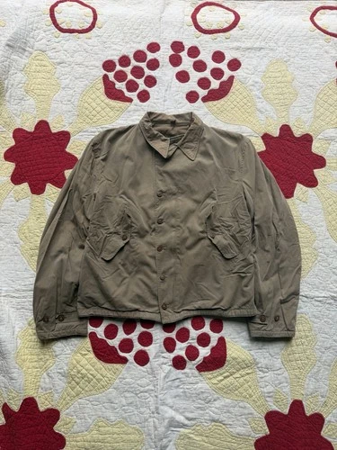 Vintage 40s WW2 US Military M41 Field Jacket Stencil Windbreaker Olive Drab