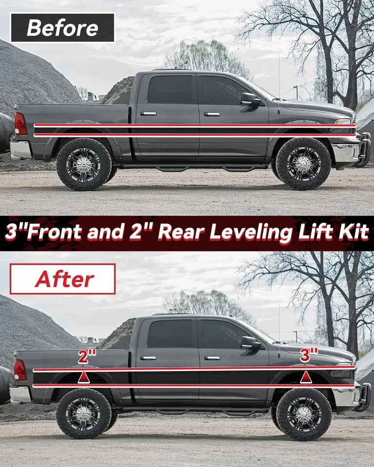 3" Front 2" Rear Ram 1500 Lift Kit Leveling Kit For 2009-2022 Dodge Ram 1500 4WD - Image 2 of 4