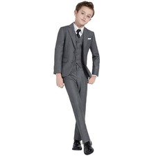 Boys Formal Suit Slim Fit for Boys Wedding Ring Bearer Outfit with 6 Darkgray