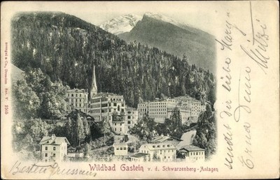 Relief Ak Wildbad Bad Gastein in Salzburg, Partie der Ortschaft - 10111296
