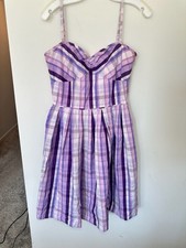 100% Cotton Ann Taylor Loft Plaid Sundress Size 6 Purple