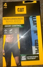 Caterpillar 4-Pair Mens Boxer Brief Underwear Polyester Blend Black (D) ~ M