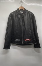 Diamond Plate Womens Black Buffalo Leather Full-Zip Motorcycle Jacket Size L