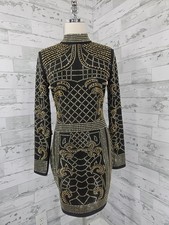 Fashion Nova Women's M Black Embellished Dress Gold Studded